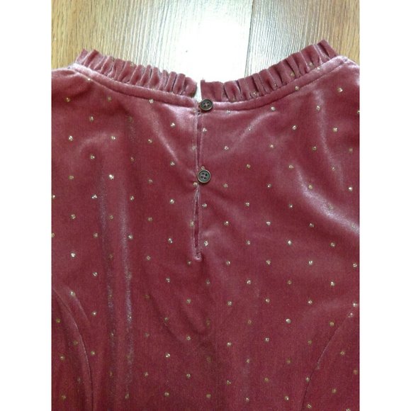 M&S Mark & Spencer Long Sleeve A-line Pink Glittery Velvet Dress 11-12 Youth - Picture 5 of 12
